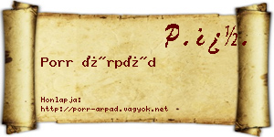 Porr Árpád névjegykártya